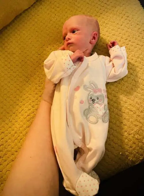 Early Baby Babygrow, Embroidered Bunny Design - Pink Sleepsuit / Babygrow EEVI 