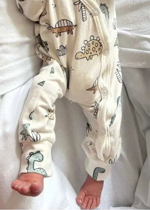 Prem Baby Sleepsuit, Cream Dino Buddies Sleepsuit / Babygrow Tiny & Small 