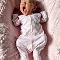 Tiny Baby Footed Sleepsuit, Cute Alpaca Design - Pink Sleepsuit / Babygrow EEVI 