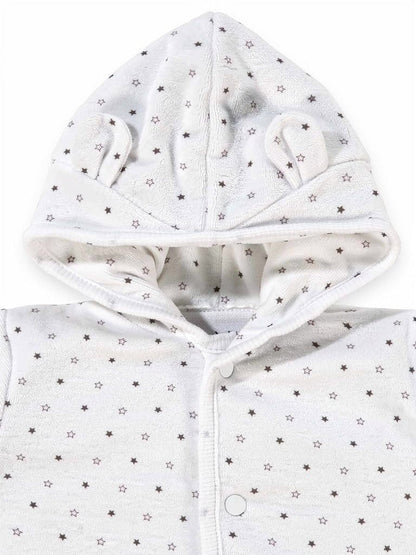 White Starry Snowsuit, Bear Ears on Hood Snowsuit / Pramsuit Dandelion 