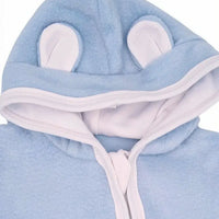 Light Blue Fleece Pramsuit, Contrasting Trim Snowsuit / Pramsuit Little Lumps 
