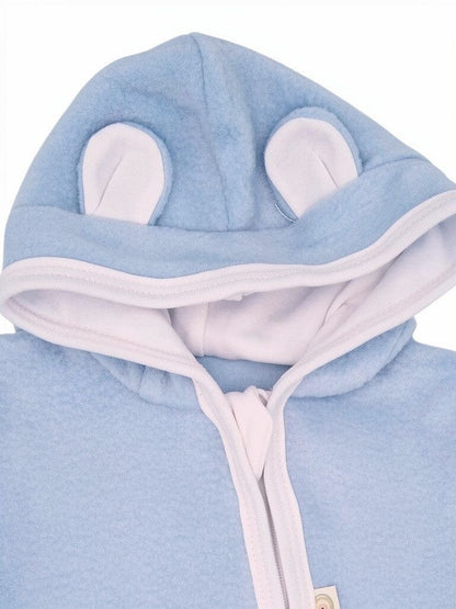 Light Blue Fleece Pramsuit, Contrasting Trim Snowsuit / Pramsuit Little Lumps 