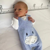Early Baby Top & Hippo Footed Dungarees Set - Blue Dungaree EEVI 