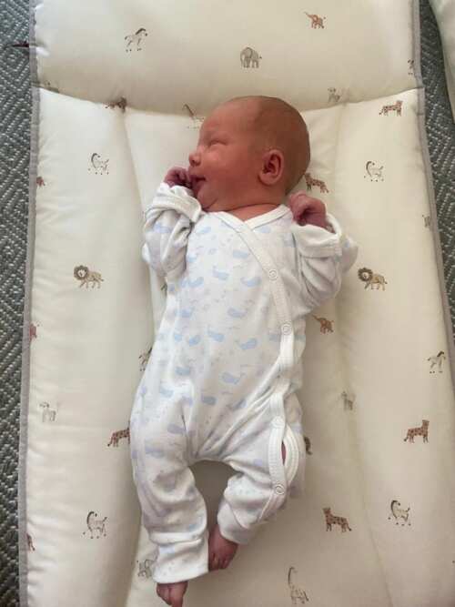 Tiny Baby Sleepsuit, Ocean Blue, Premium 100% Organic Cotton Sleepsuit / Babygrow Tiny & Small 