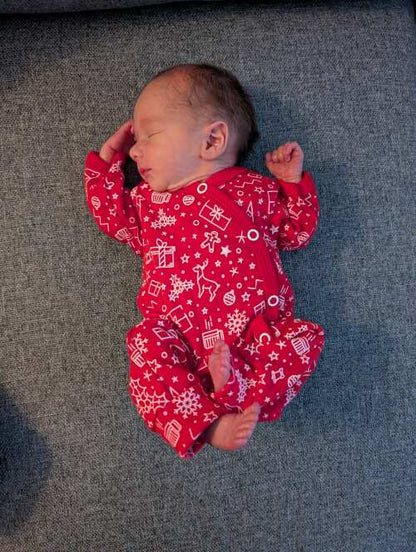 Premature Baby Christmas Sleepsuit, 100% Organic Cotton Sleepsuit / Babygrow Tiny & Small 