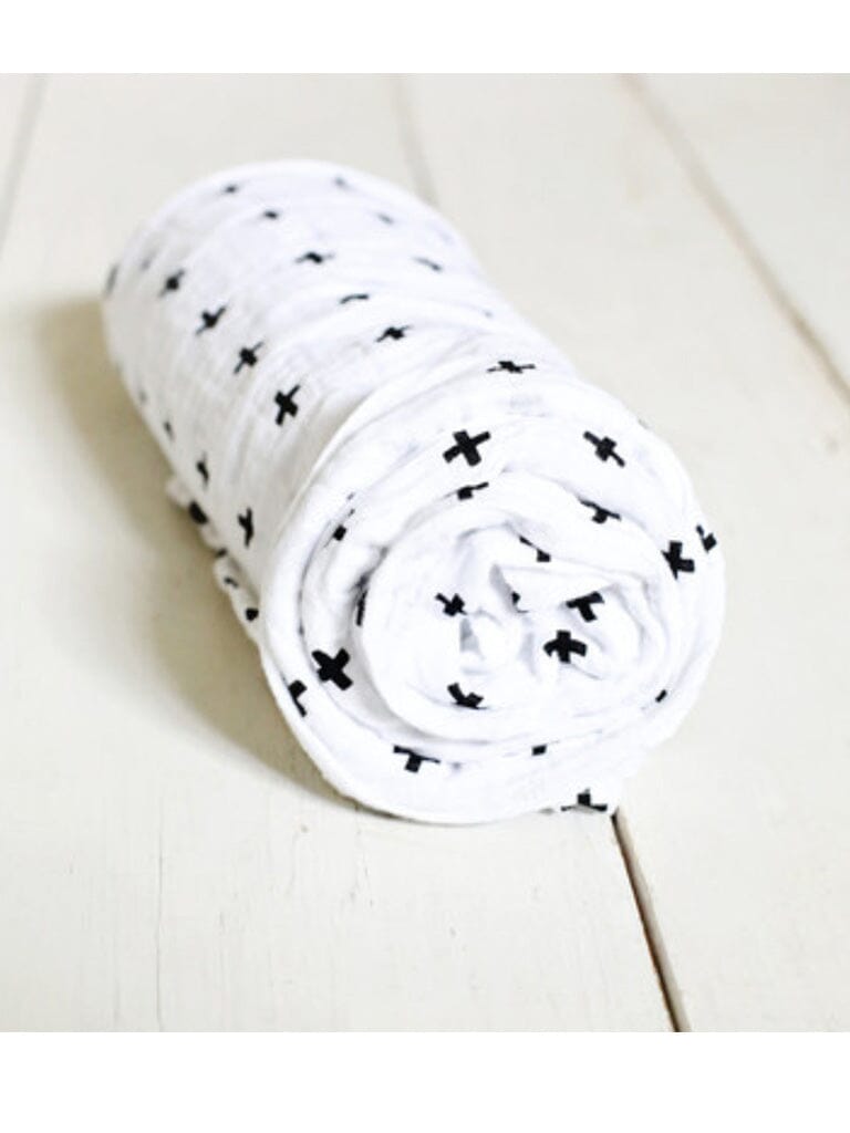 Muslin Swaddle Baby Blanket, Organic - Crosses - Swaddle Blanket - Geople