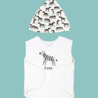 'Cute ' Zebra Incubator Vest with Knotted Hat - organic cotton Bodysuit / Vest Little Dreamer 