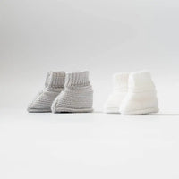 Set of 2 Booties - Grey & White Booties La Manufacture de Layette 