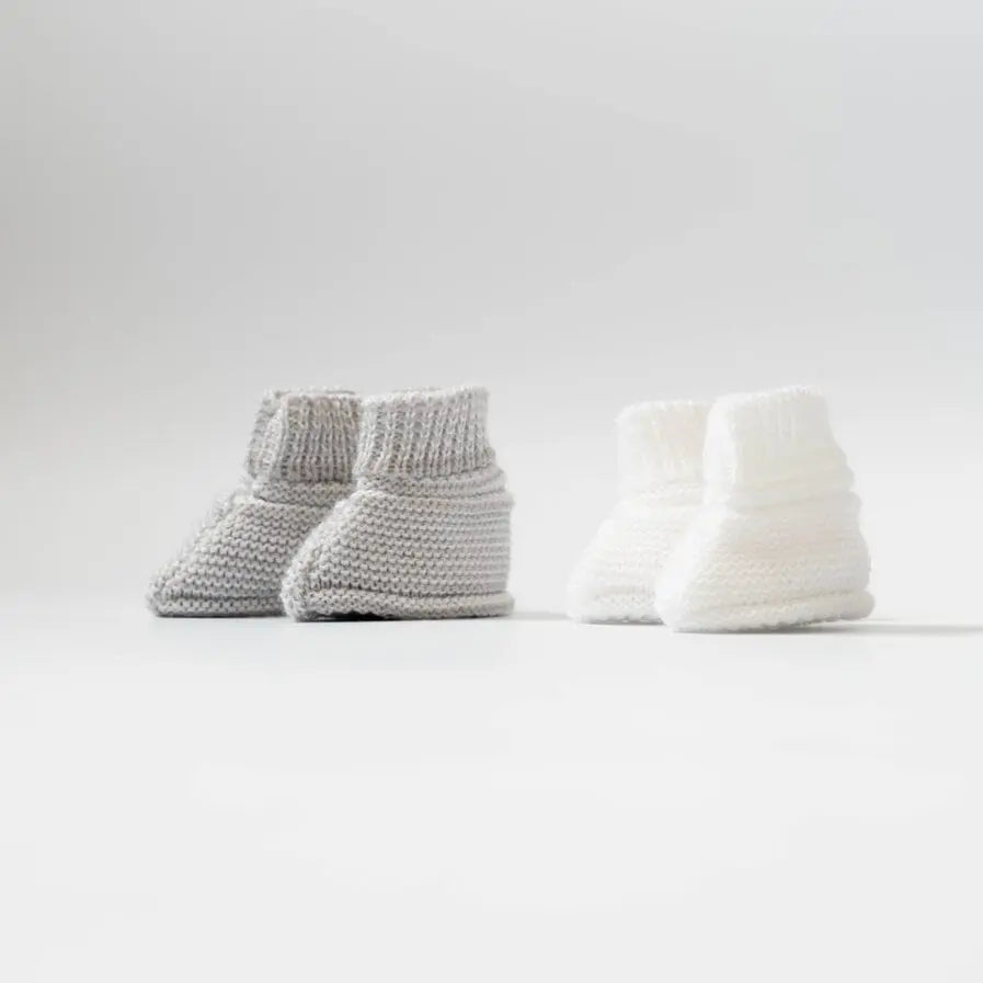 Set of 2 Booties - Grey & White Booties La Manufacture de Layette 