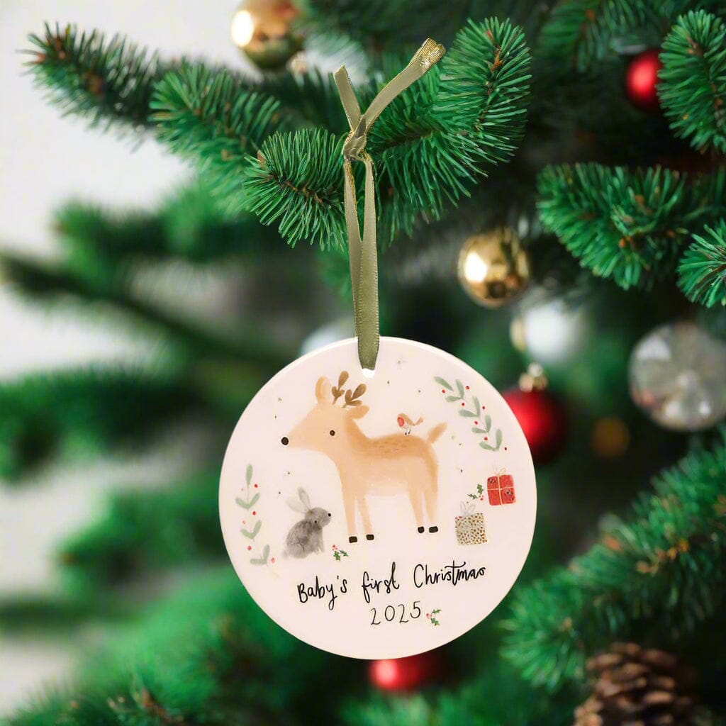 Baby's First Christmas Reindeer & Rabbit 2025 Ceramic Decoration Christmas Decoration Ziggle Baby 