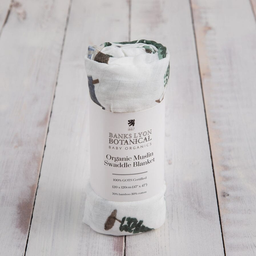 Muslin Swaddle Blanket, Organic - Home Print Swaddle Blanket Banks-Lyon Botanical 