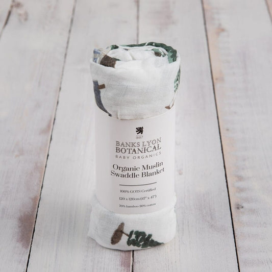Muslin Swaddle Blanket, Organic - Home Print Swaddle Blanket Banks-Lyon Botanical 