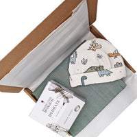 Dino Treats Gift Box - Hat, Muslin & Shampoo Bar - DESCRIPTION PLS Little Mouse Baby Clothing and Gifts Ltd 