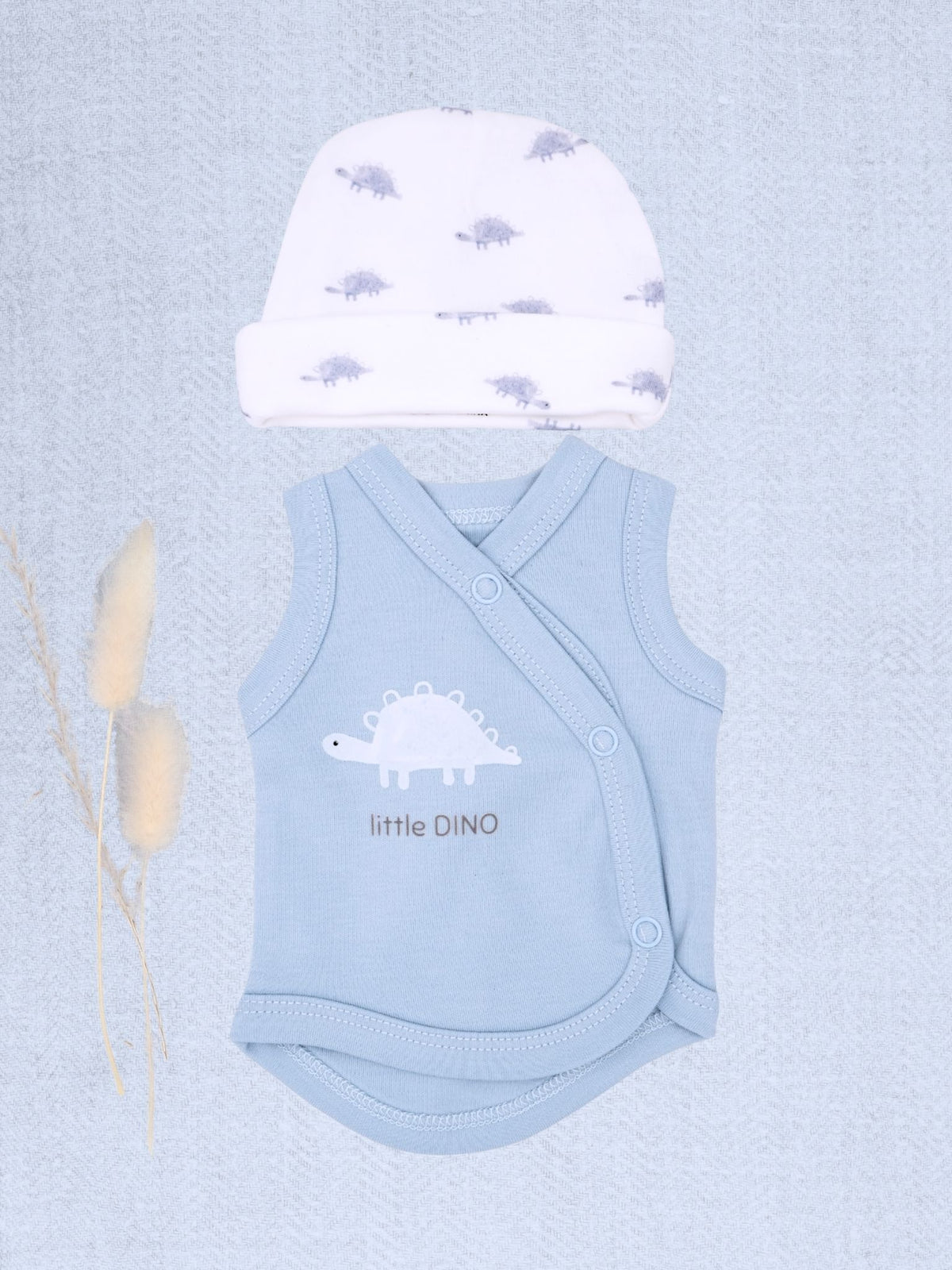 2 Pack Incubator Vest & Hat Sets, Dinos - Organic Cotton