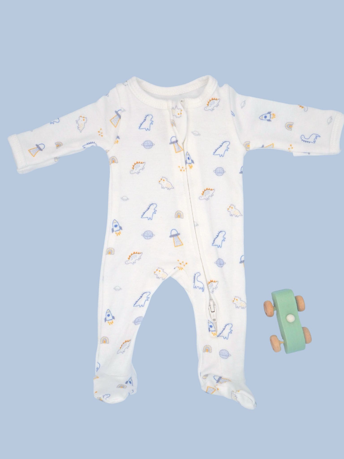 2 Pack Zipped Sleepsuits - Dinosaurs in Space