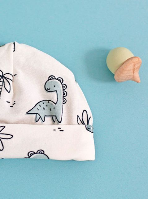 Preemie Round Hat, Cream Dino Buddies Tiny & Small