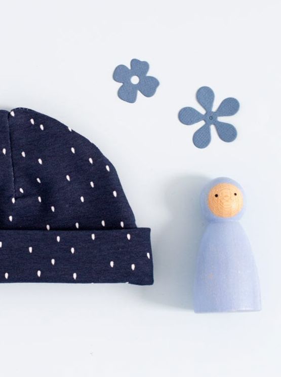 Premature Baby Hat, Blue, Midnight Snow Tiny & Small