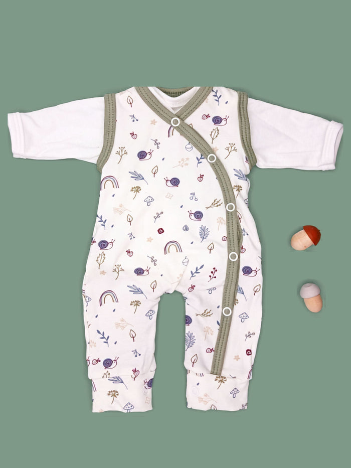 Dungaree & Top Set, Acorn Wood - Khaki Trim