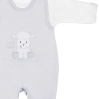 Early Baby Top & Lamb Footed Dungarees Set - Grey EEVI