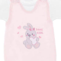 Early Baby Top & Bunny Footed Dungarees Set - Pink EEVI