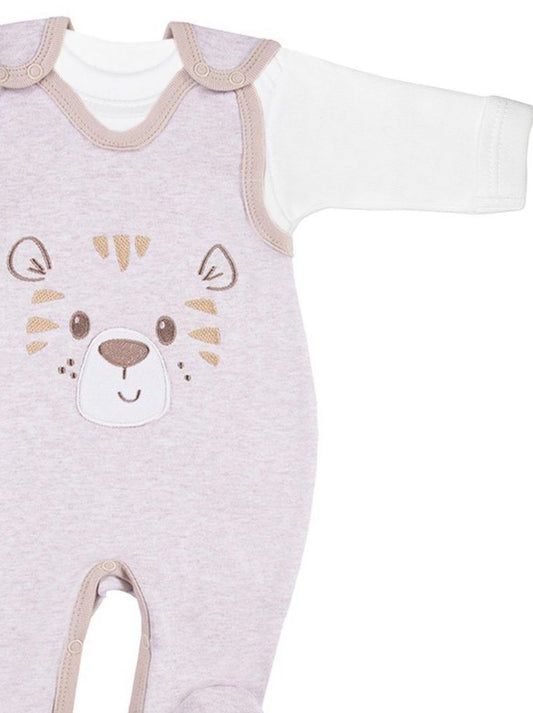 Early Baby Top & Tiger Footed Dungarees Set - Ecru EEVI