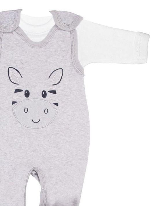 Zebra Footed Dungarees and Top Set - Grey EEVI