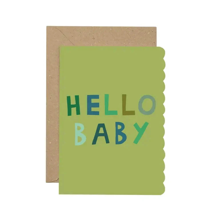 Cards & Message Cards & Gift Wrap Little Mouse Baby Clothing & Gifts Hello Baby - Scalloped Edge 
