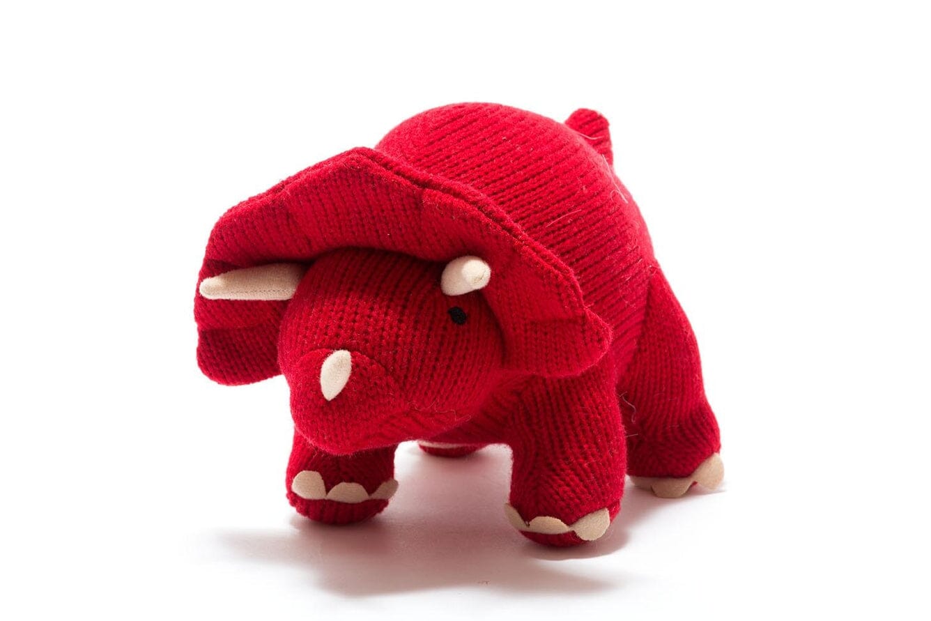 Knitted Triceratops Red Dinosaur Teddy Soft Toy Toy Best Years 