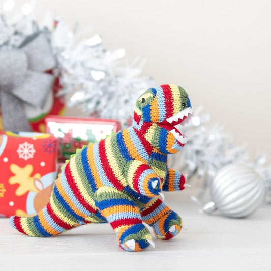 Knitted Stripe T Rex Dinosaur Baby Rattle - WAITING FOR IT TO ARRIVE! Toy Best Years 