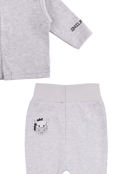 Zebra Design Top & Patch Trousers Set - Grey Top & Trousers EEVI 