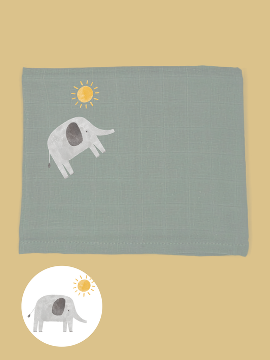 Elephant 'Safari Dreams' Muslin - multiple colours available