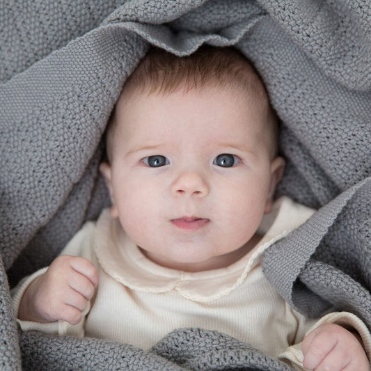 100% Cotton Cellular Baby Blanket - Grey Blanket Hippychick 