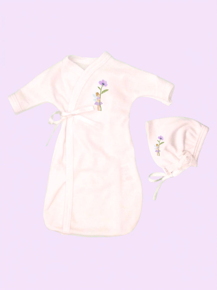 Flower Fairy Baby Bereavement Gown & Bonnet, Organic (Burial Gown)