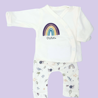 Organic Cotton Premature Baby Wrap Top & Trouser Set - Acorn Wood