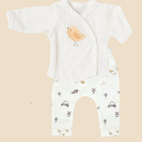 WORK IN PROGRESS! Organic Cotton Premature Baby Wrap Top, Trouser Set & Socks- Farmtime Top & Trousers Tiny & Small 
