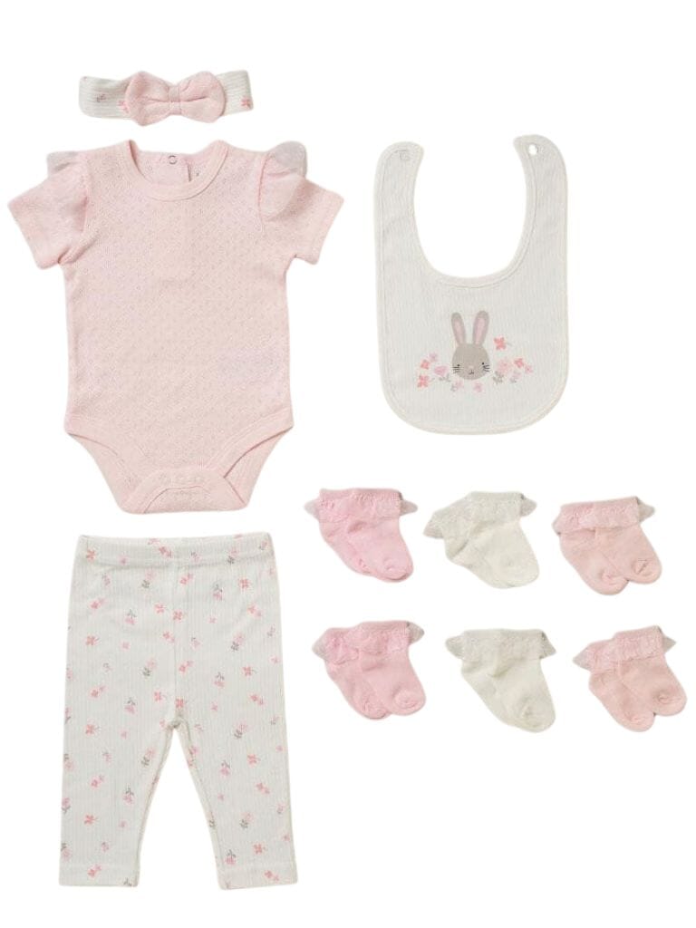Floral Ribbed 10 Piece Layette Set Set Lilly & Jack 