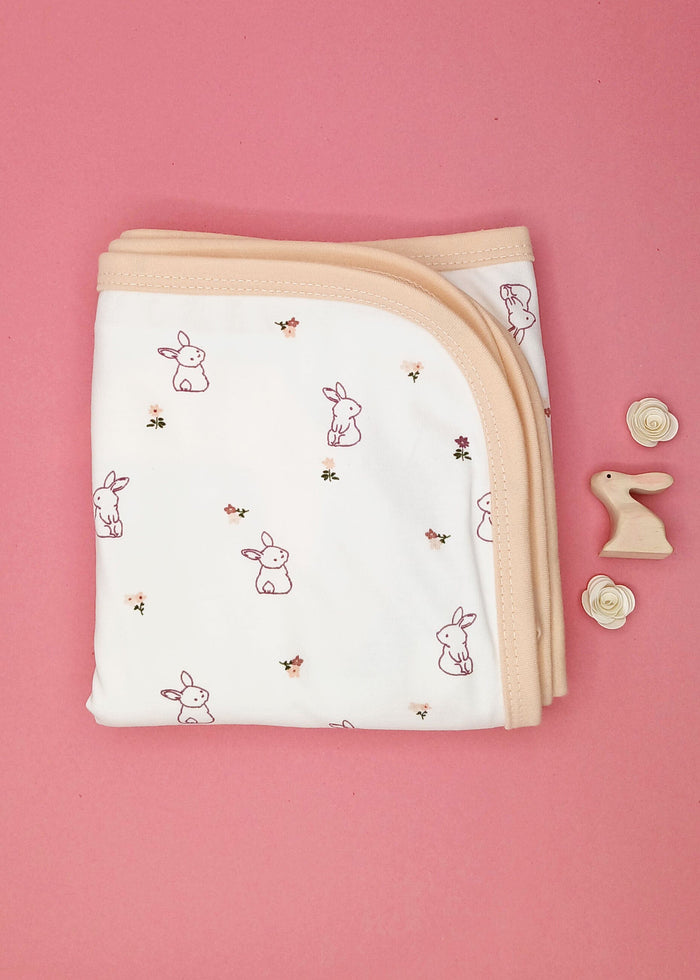 Baby Blanket, Floral Bunny Print