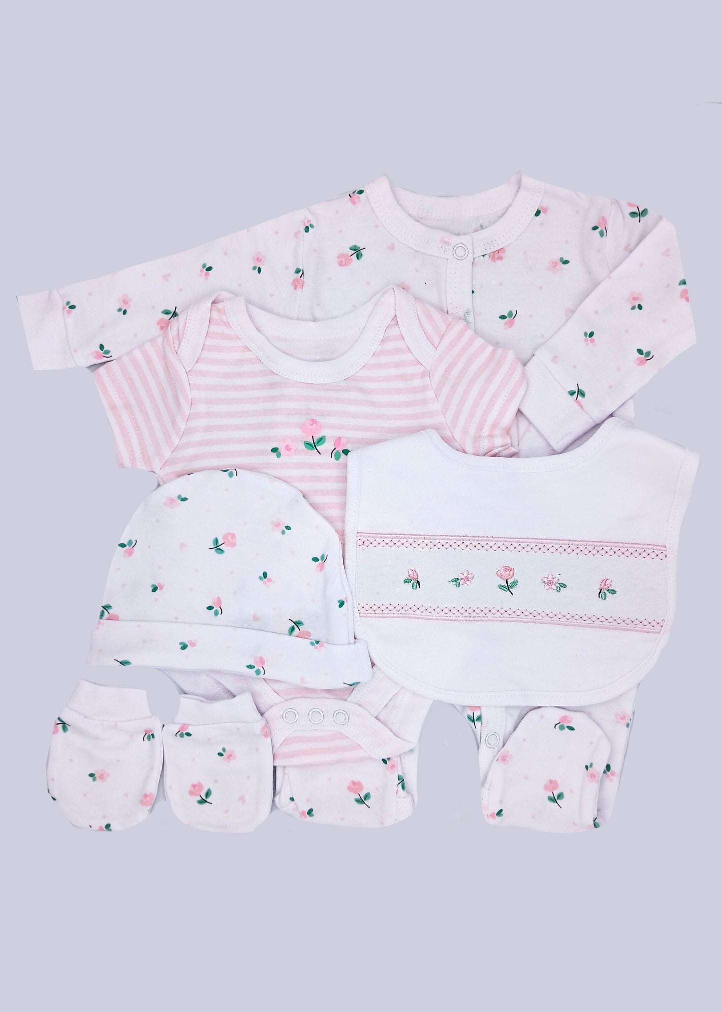 5 Piece Floral Layette Set Rock a Bye Baby