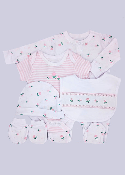 5 Piece Floral Layette Set Set Rock a Bye Baby 