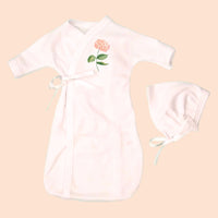 Pink Flower Baby Bereavement Gown & Bonnet, Organic (Burial Gown) Bereavement gown Tiny & Small 
