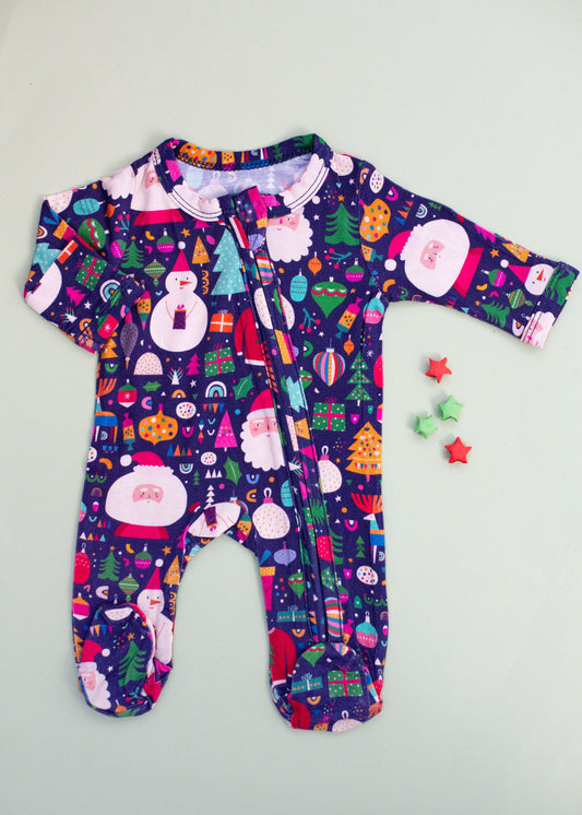 Christmas Premature Baby Zipped Footed Sleepsuit, Odell Cotton Sleepsuit / Babygrow Little Dreamers 