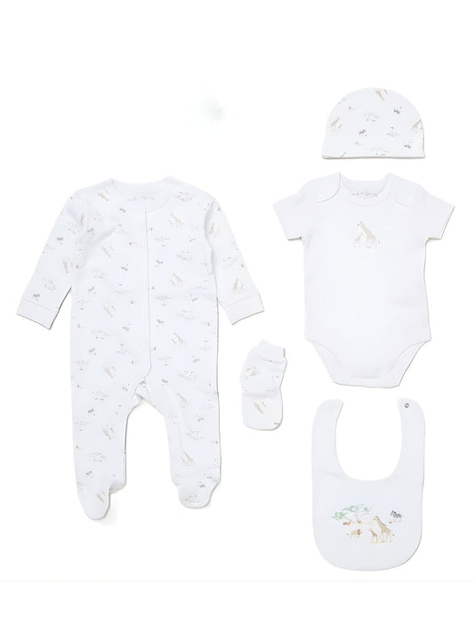 'Soft Safari' 5 Piece Layette Gift Set Set Rock a Bye Baby 