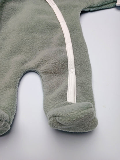 Tiny & Small Fleece Pramsuit - Green with Farmyard Fabric Hood Snowsuit / Pramsuit Tiny & Small 