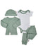 4 piece set - Vest, Top, Trousers & Hat - Sage Green & White Set Soft Touch 