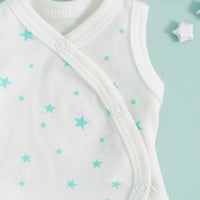 Incubator Vest, Mint Green Stars, Premium 100% Organic Cotton Tiny & Small