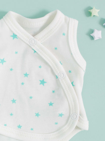 Incubator Vest, Mint Green Stars, Premium 100% Organic Cotton Tiny & Small