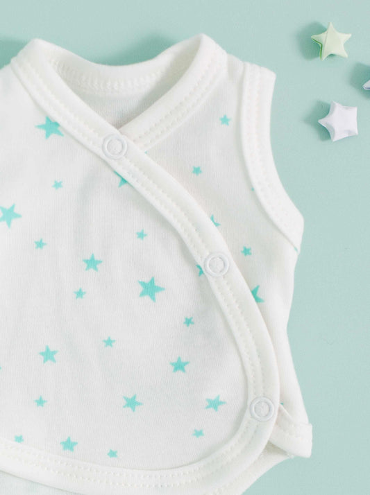 Incubator Vest, Mint Green Stars, Premium 100% Organic Cotton Tiny & Small