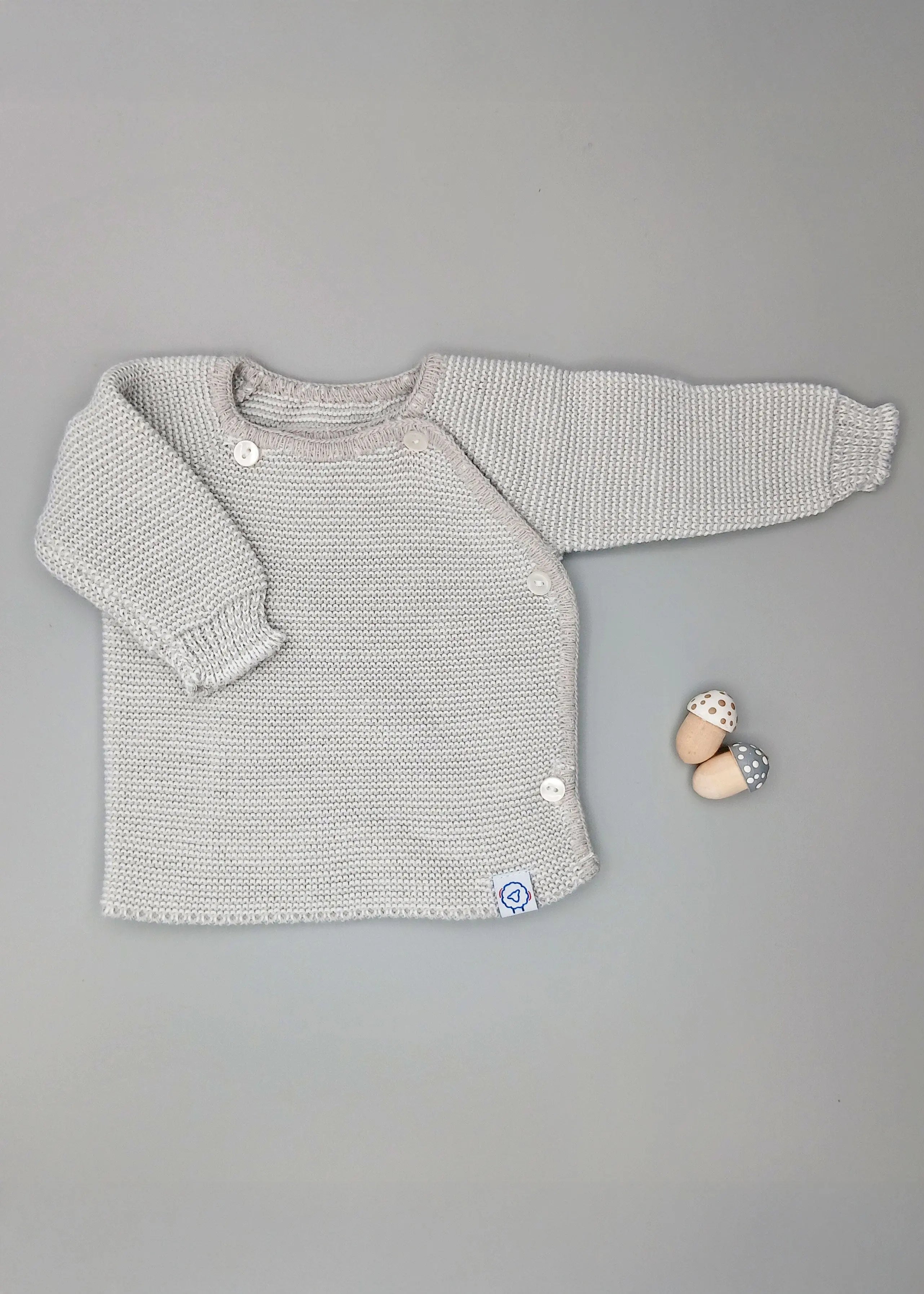 Knitted Light Grey Cardigan Cardigan / Jacket La Manufacture de Layette 