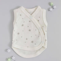 Incubator Vest, Silver Stars, Premium 100% Organic Cotton Bodysuit / Vest Tiny & Small 