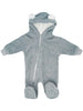 Tiny Baby Fleece Pramsuit, Grey - Snowsuit / Pramsuit - Little Lumps